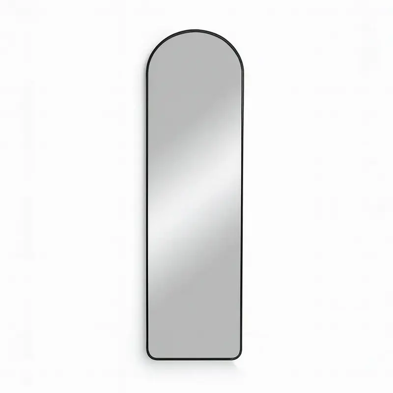 Neo Black Full-Length Floor or Wall-Mounted Dressing Mirror with Modern Metal Frame for Bedroom, Hallway, or Living Room