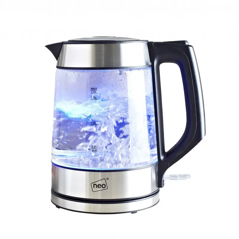 Neo Chrome Cordless Nordic-Style Illuminated Glass Kettle