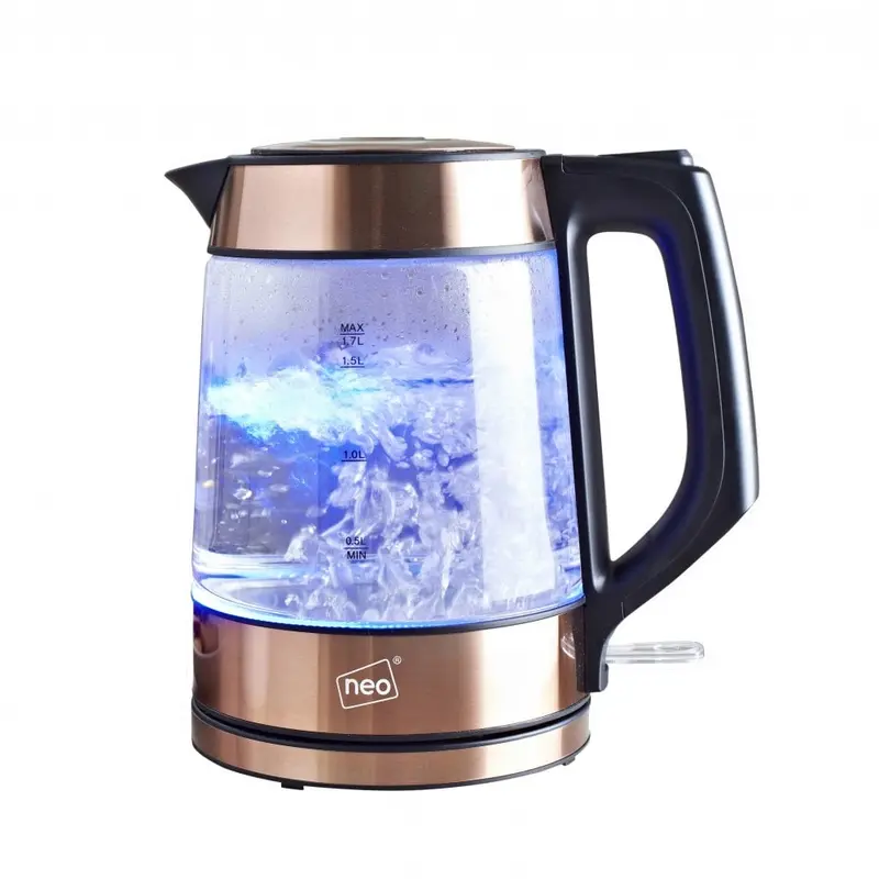 Neo Copper Cordless Nordic-Style Illuminated Glass Kettle