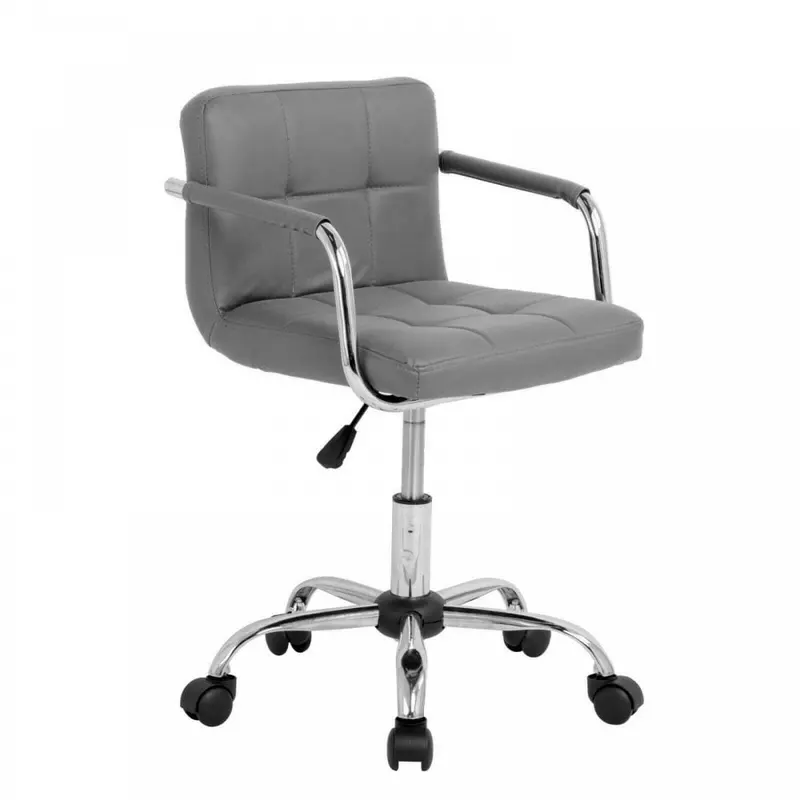 Neo Dark Grey Faux Leather Executive Office Chair with Chrome-Finished Legs