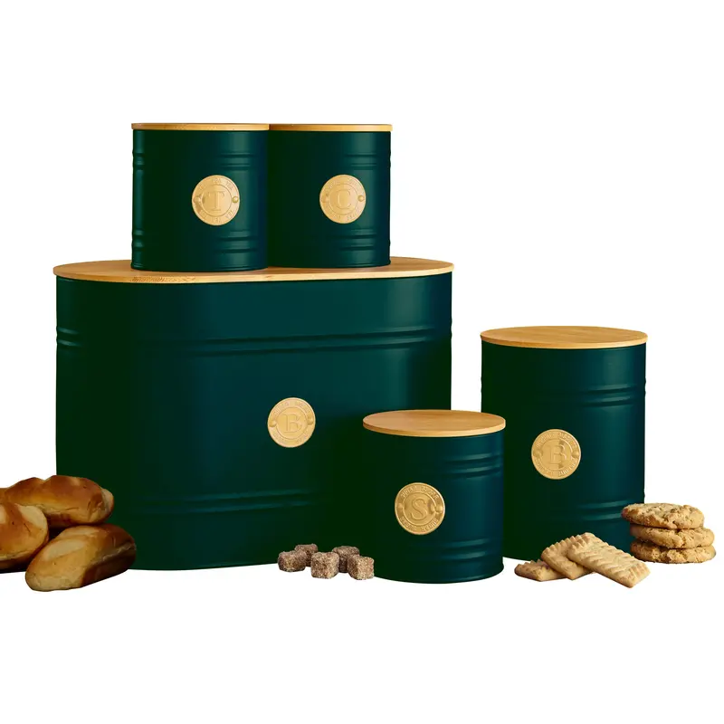 Neo Emerald Green Scandi-Style 5-Piece Kitchen Canister Set