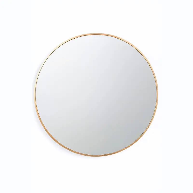 Neo Gold Round Wall Mirror — 60cm Diameter, Float Glass, Rust-Resistant Metal Frame for Bathroom, Bedroom, or Vanity Area
