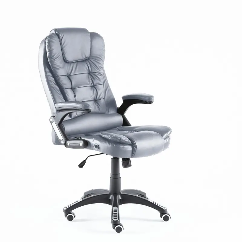 Neo Grey Faux Leather Office Chair – Massage Function & Adjustable Lumbar Support