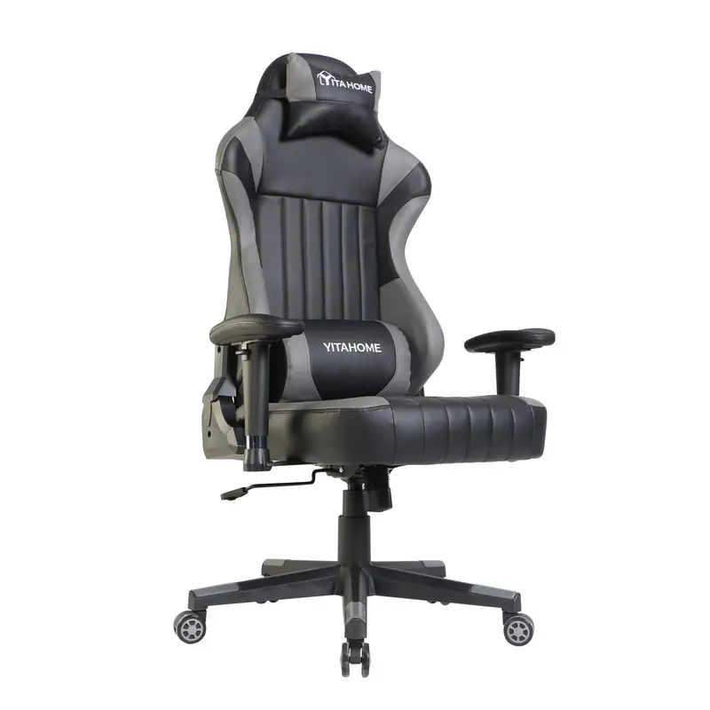 Neo Grey Faux Leather Racing Gaming Chair – Sporty Ergonomic Office Seat
