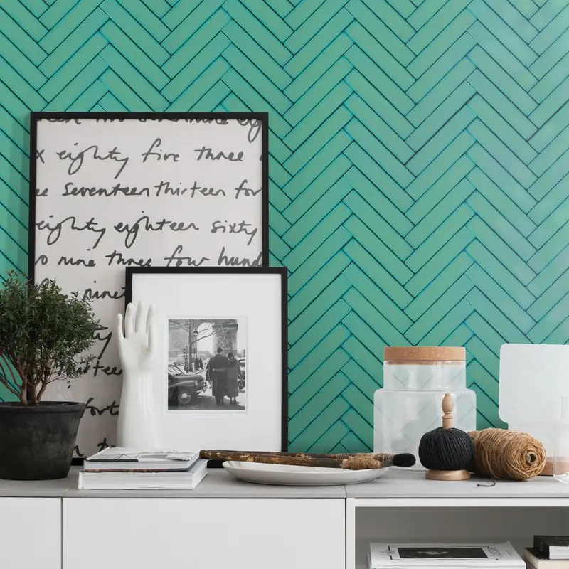 Neon Green Vibrant Brick-Style Wall Tiles
