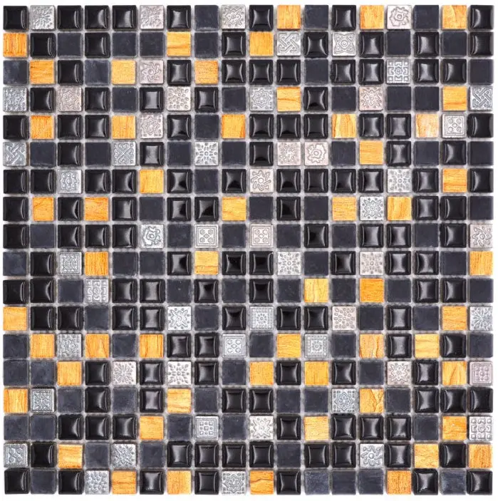 Noir Tombfire Black Translucent Glass Mosaic