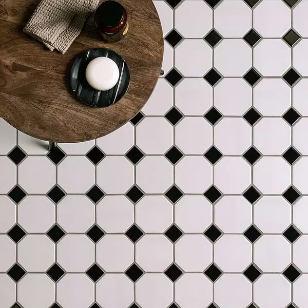 Octagon and Dot Mosaic Tile for Floors – Traditional Layout