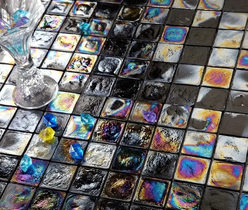 Onyx-Inspired Black Rustic Glass Mosaic Wall Tile