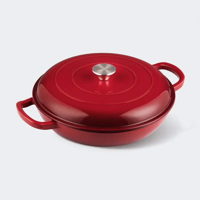 Overmont 3.8-Quart Enameled Cast Iron Braiser Pan