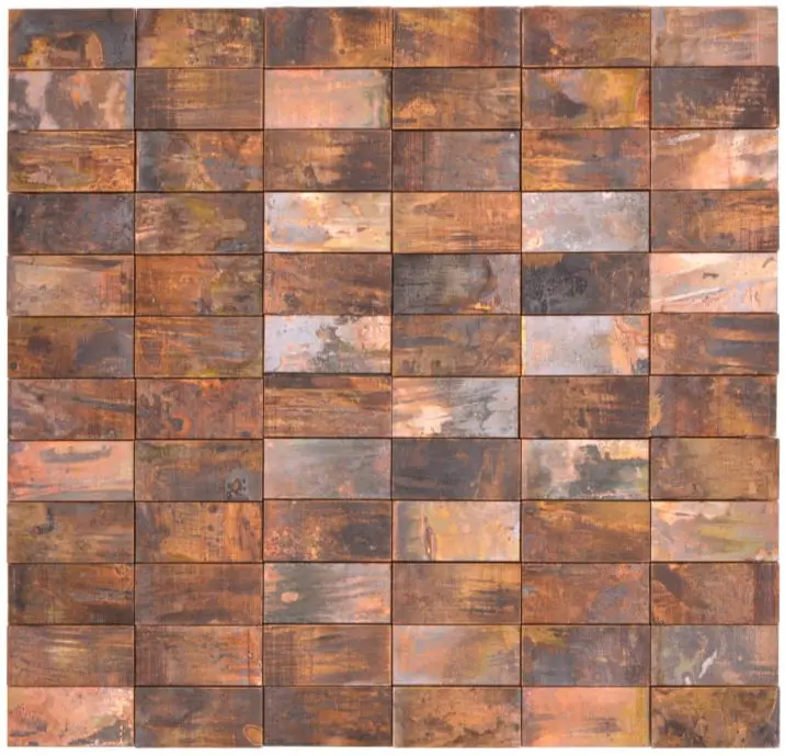 Oxidized Copper Bronze Rectangular Mosaic Tile
