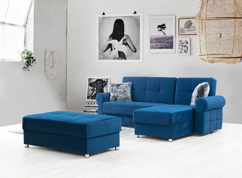 Paris Navy Flexible Reversible Sectional Sofa