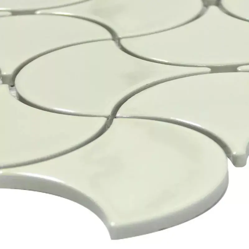Pearl-Beige Scallop Swirl Mosaic Tile