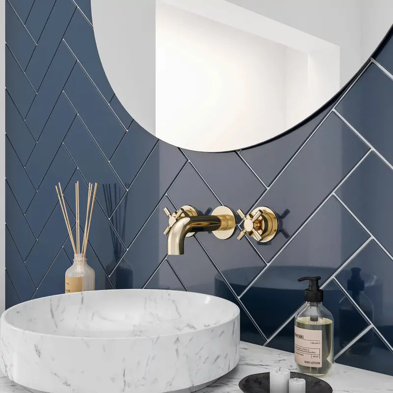 Piccadilly Blue Metro Wall Tile – 100x300mm Ceramic