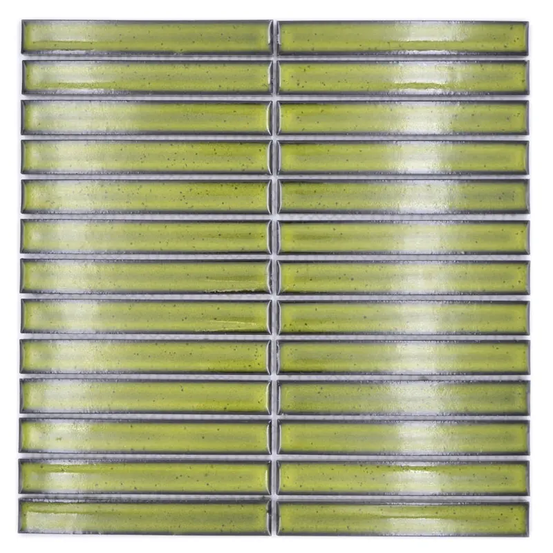 Pistachio Green KitKat Mosaic – Vibrant Pastel Rectangular Wall Tile