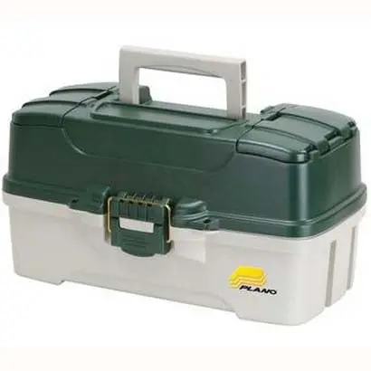 Plano 3-Tray Tackle Box – Dark Green Metallic with Off-White Accents