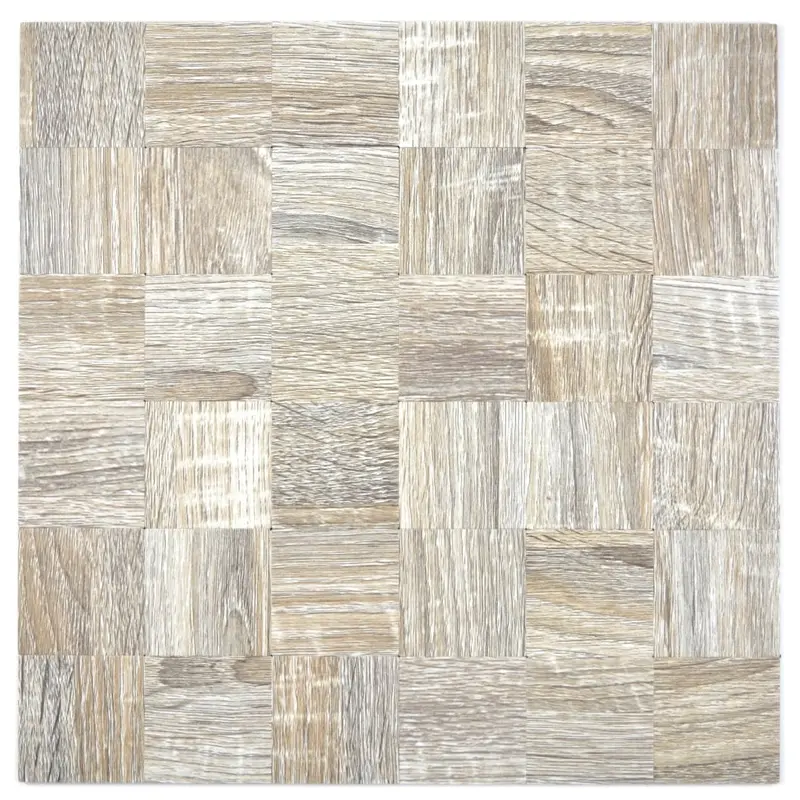 Reclaimed Wood Peel-and-Stick Mosaic – 30x30cm Eco-Friendly Wall Accent Tile