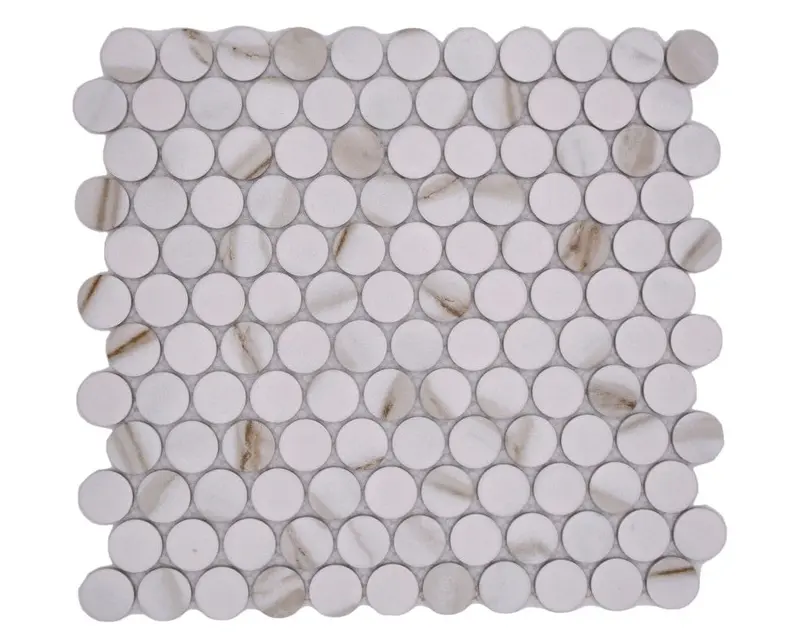 Roma Calacatta White Penny Mosaic – 312 mm x 330 mm