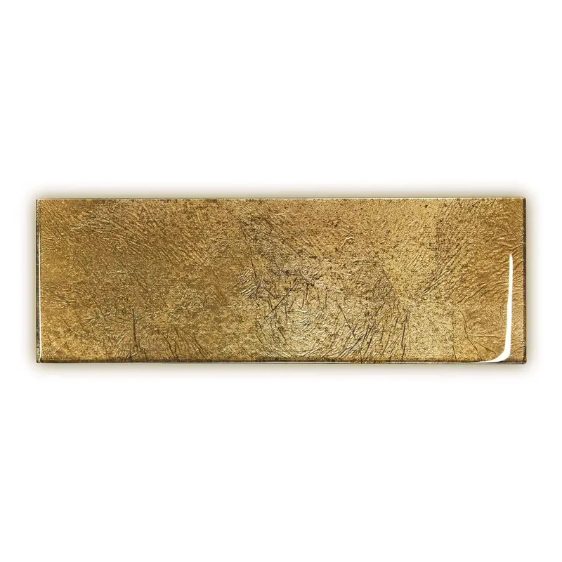 Royal Gold Metro-Style Glass Tile | 10x30cm Sleek Wall Design