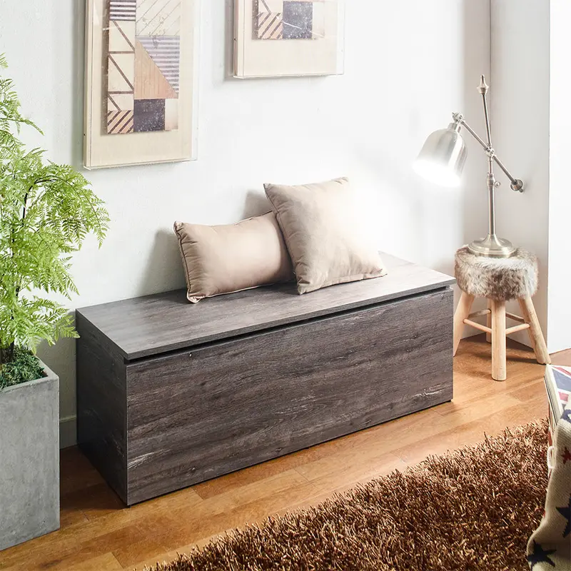 Rustic Gray Farmhouse Storage Bench