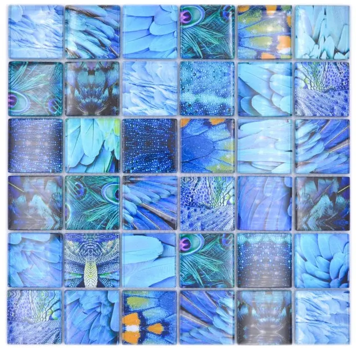 Sapphire Blossom Blue 48x48mm Glass Mosaic Tile