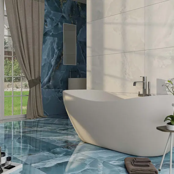 Sapphire Blue Onyx Slab Tile – 600 × 1200 mm