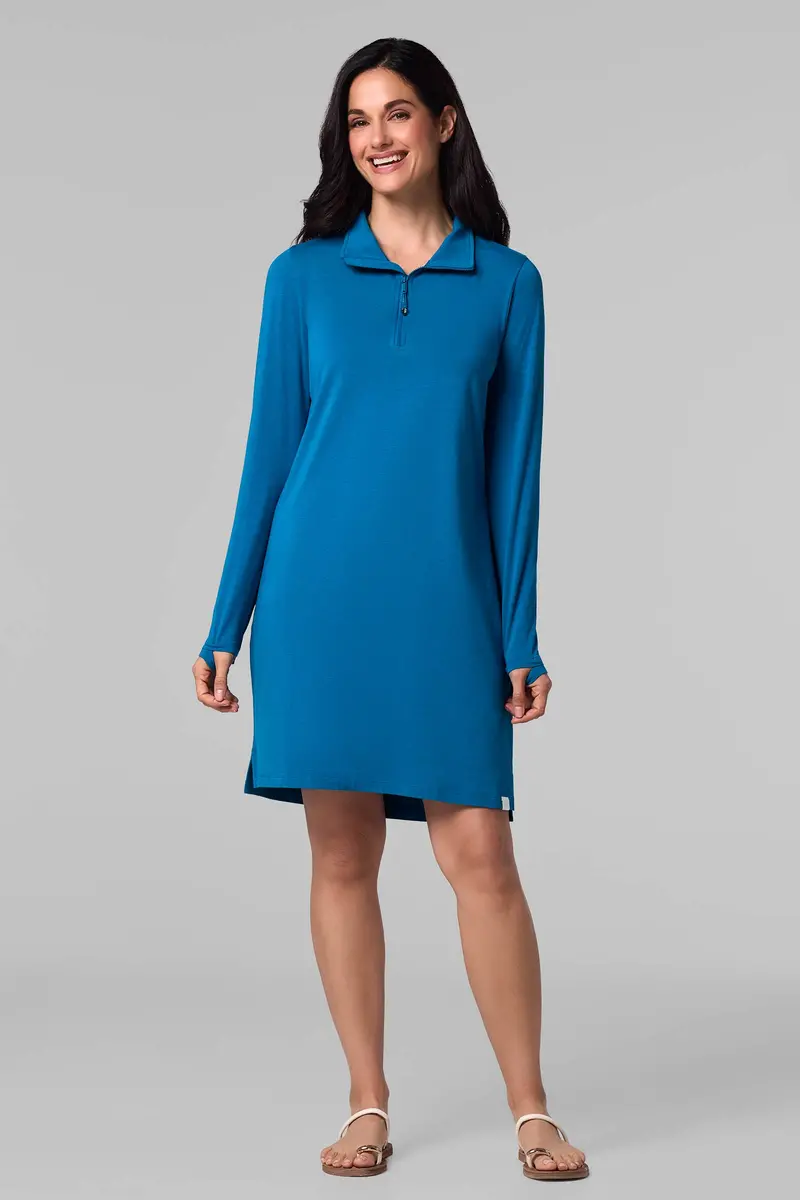 Sarasota Quarter-Zip Midi Dress for Women – Bluejay