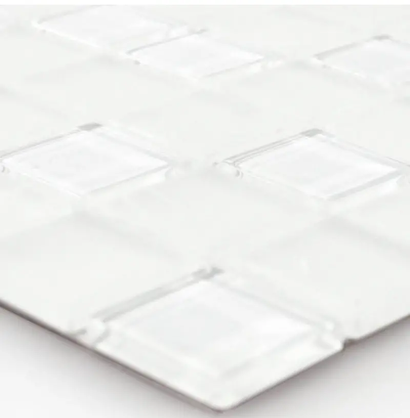 Self-Adhesive White Glass Mosaic Tile – Easy-Apply Design