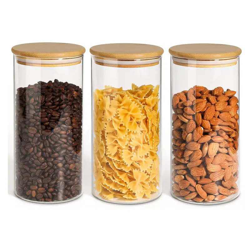 Set of 3 Clear Cylindrical 1200ml Canister Jars – Neo