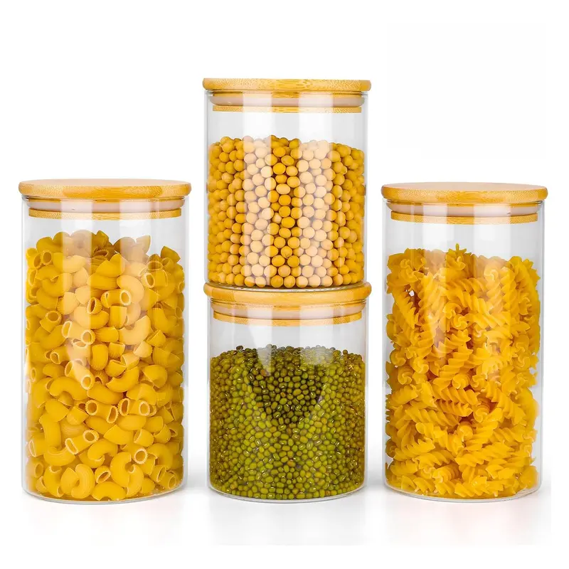 Set of 4 Clear Heat-Resistant Borosilicate Glass Storage Jars – Neo