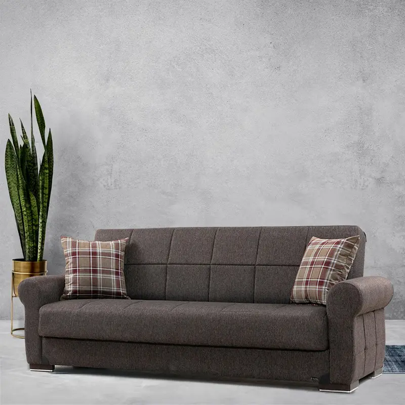 Silva Brown Upholstered Sofa Bed with Fabric Cover