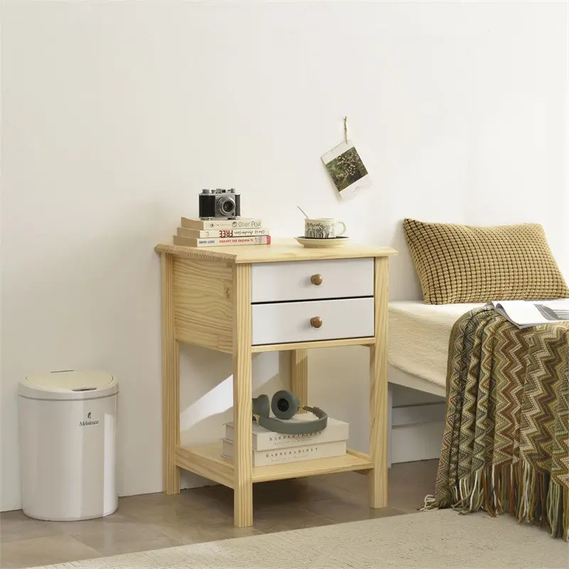 Solid Pine 2-Drawer Nightstand – Natural Wood Grain Finish – Go Green Woods