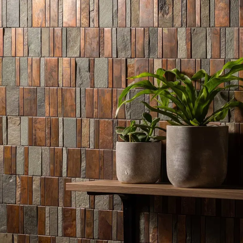 Sorvad Natural Stone and Copper Blend Mosaic Tile