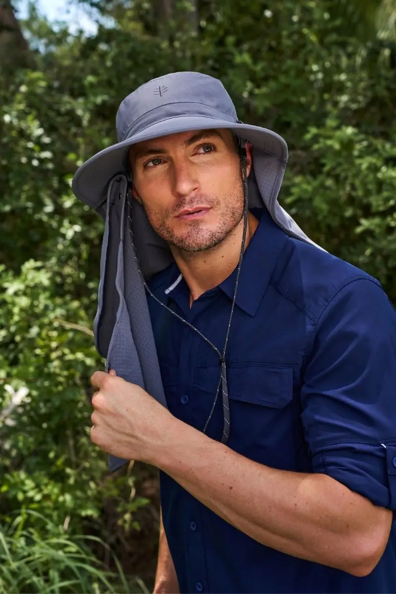 Stevie UV-Protective Sun Hat with Neck Flap and Attachable Face Mask – Carbon Black