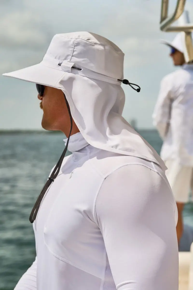 Stevie UV-Protective Sun Hat with Neck Flap and Attachable Face Mask – White