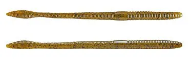 Strike King KVD Straight-Tail Worm – 6.5 Inches, Green Pumpkin (12-Pack)