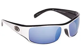 Strike King S11 Sunglasses – Okeechobee Style, White/Black with Blue Mirror Lens