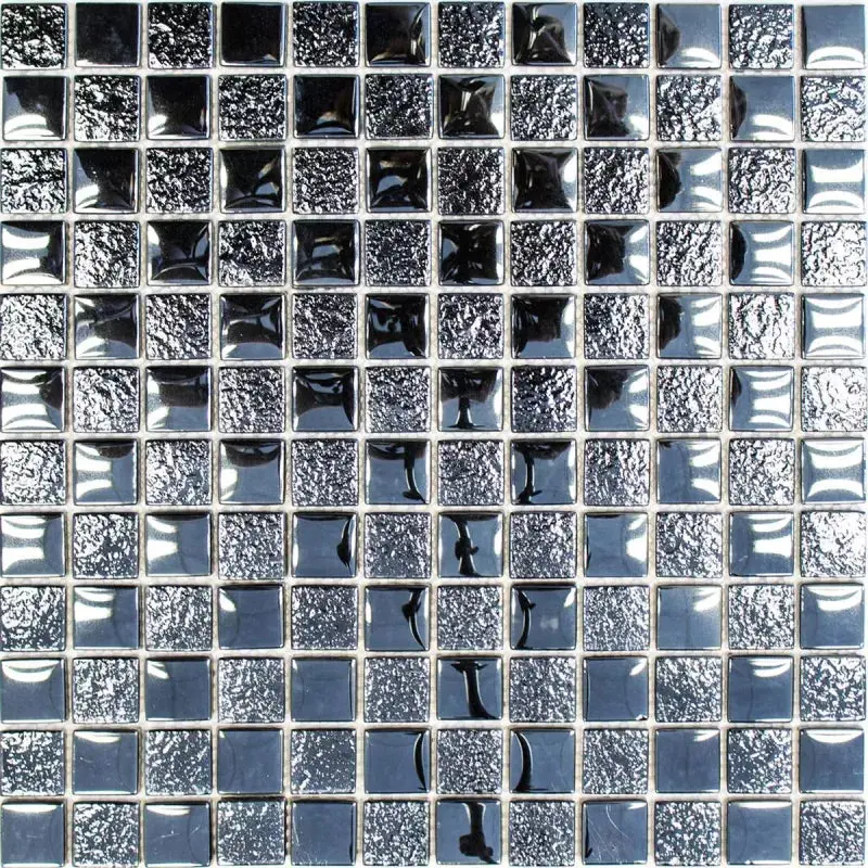 Swiss Crystal Black Glass Mosaic Tile