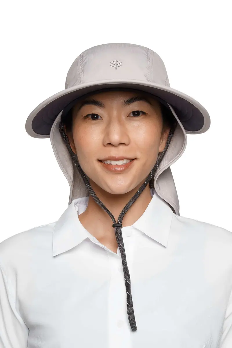 Unisex Explorer Hat with Neck Drape in Light Grey – Full-Sun Coverage Travel Hat