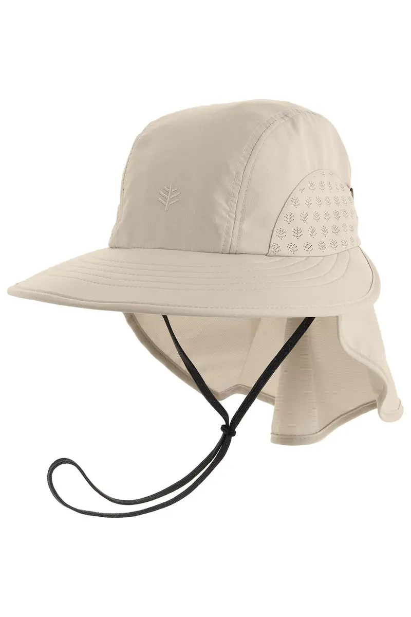 Unisex Explorer Hat with Neck Drape in Stone – Packable, Wide-Brimmed Sun Protection