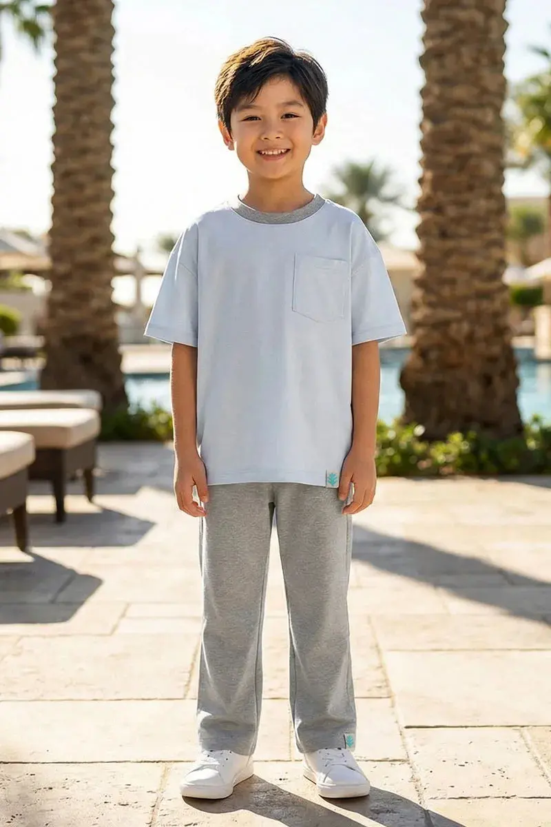 Unisex Mangrove Matching Tee and Pant Set – Crisp White Colorblock