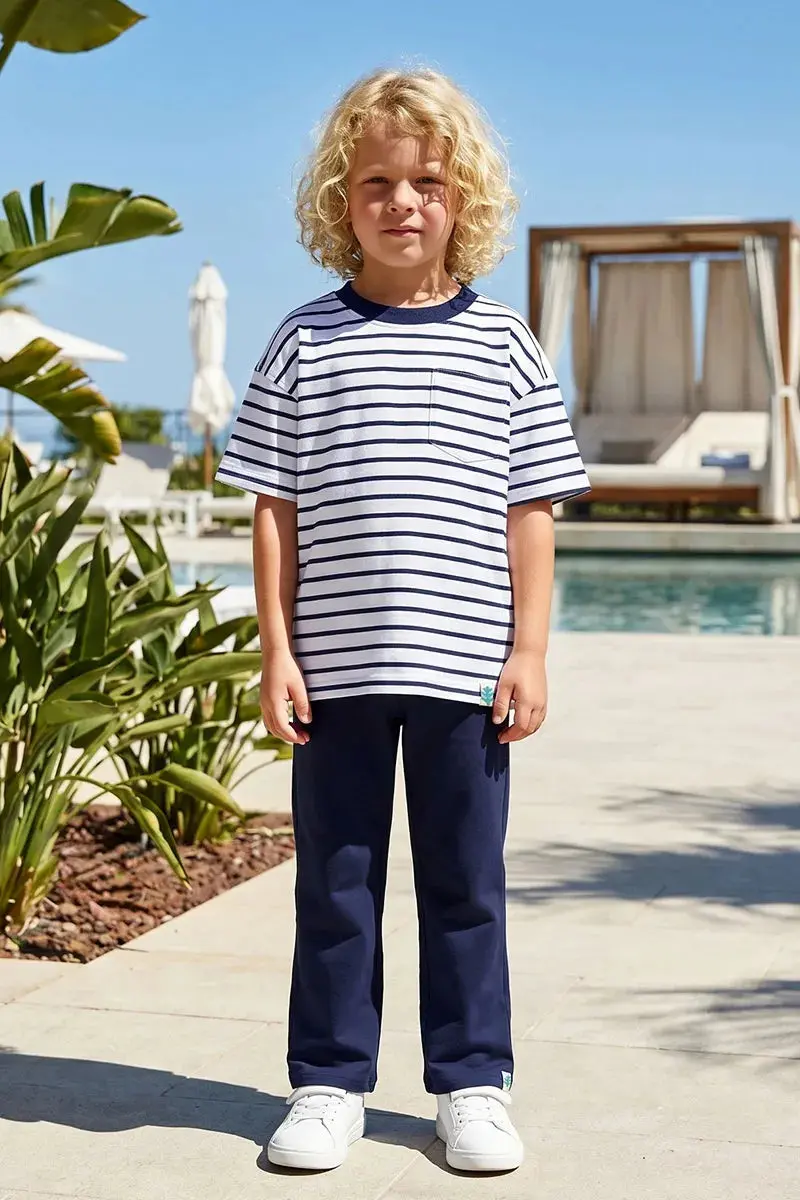 Unisex Mangrove Matching Tee and Pant Set – White and Navy Colorblock
