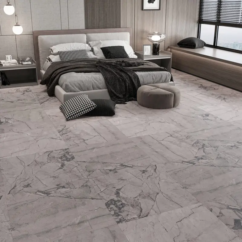 Veined Grey Carved Matte Marble-Look Tile – 1200x600mm