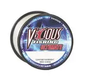 Vicious Ultimate Clear/Blue Monofilament Fishing Line – 0.25 lb Spool, 14 lb Test