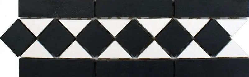 Victorian-Inspired Black and White Quarry Border Tile – 28.5 x 9.5 cm