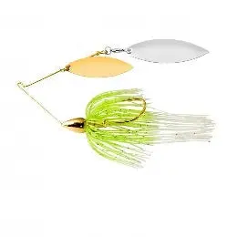 War Eagle Gold-Frame Double Willow Spinnerbait – 1/2 oz, White Chartreuse