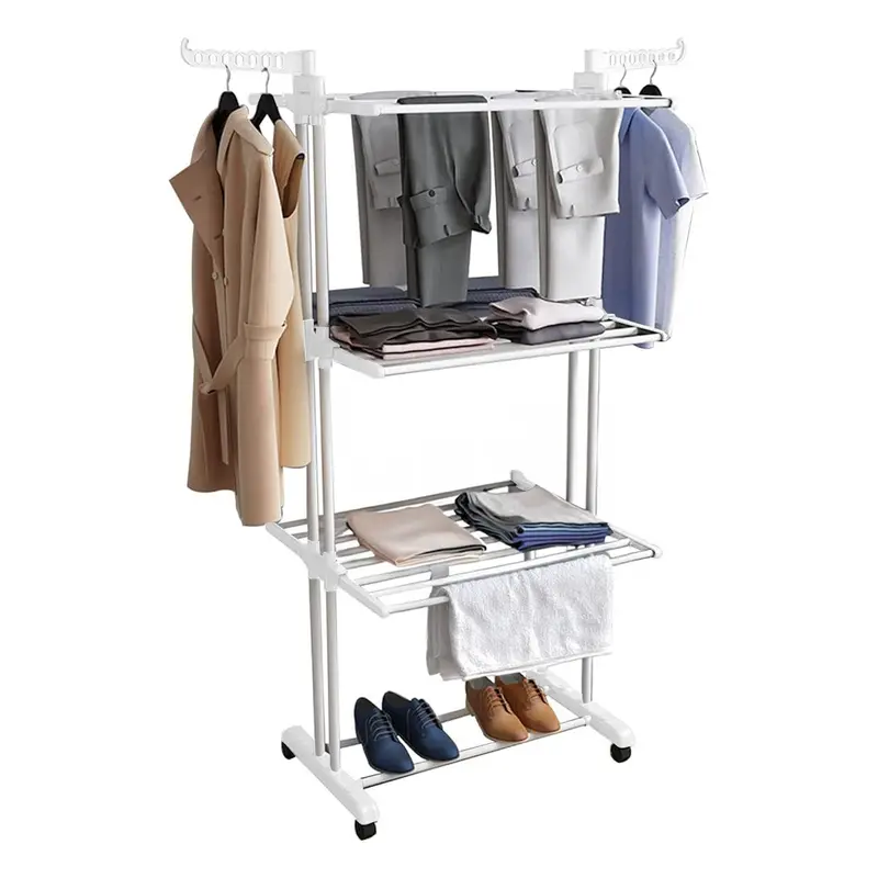 White 4-Tier Folding Clothes Drying Rack – Space-Efficient Laundry Horse