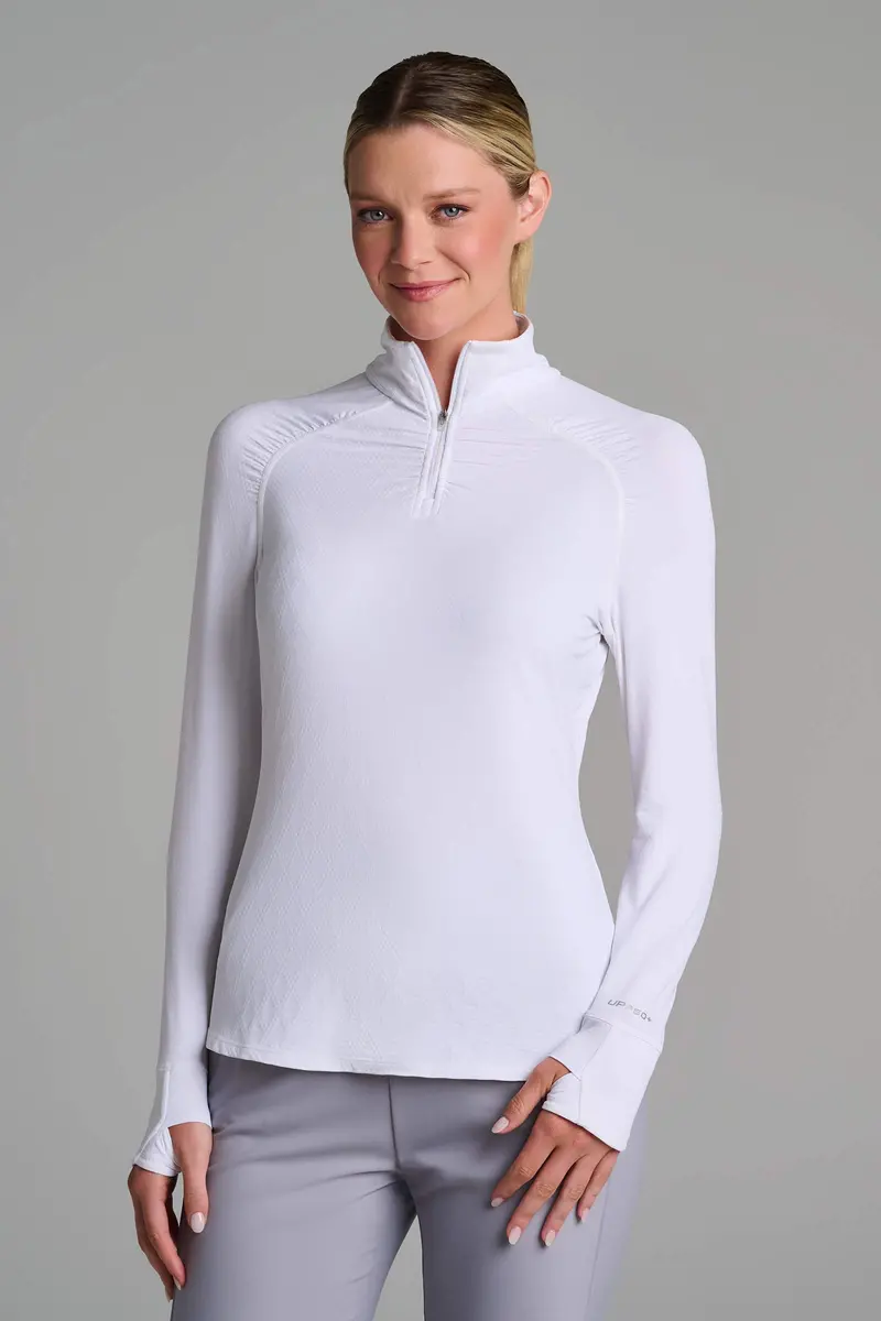 White Diamond Jacquard Arabella Quarter-Zip Golf Shirt for Women