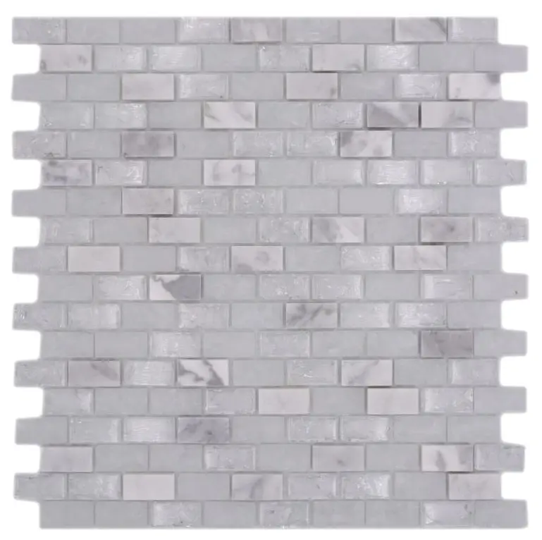 White Marble Crackle Brickbond Mosaic