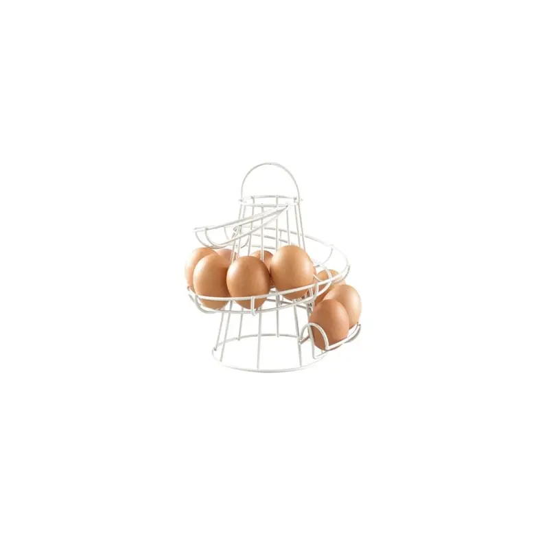 White Spiral Kitchen Egg Holder – Holds Up to 18 Eggs