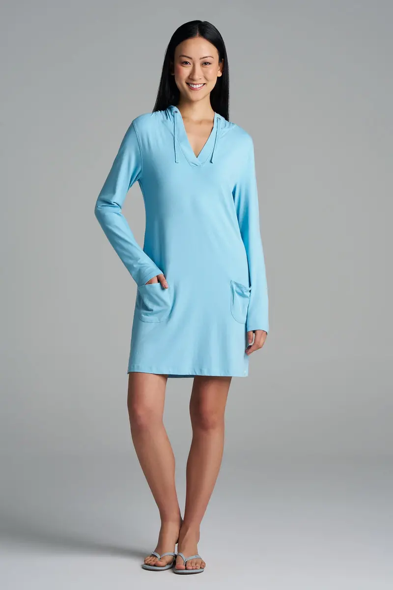 Women’s Arctic Blue Catalina Cover-Up Dress with Functional Pockets